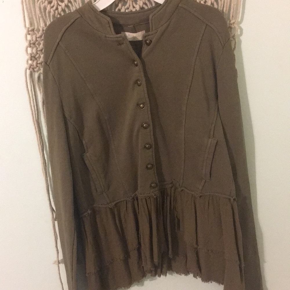 button up army style top